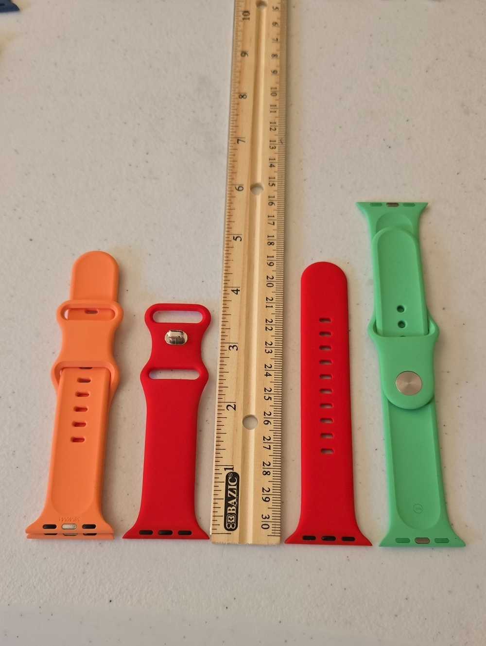 APPLE Silicone Replacement Watch Bands Orange(s-m), Red (s-m), Green (m-l) lot#1